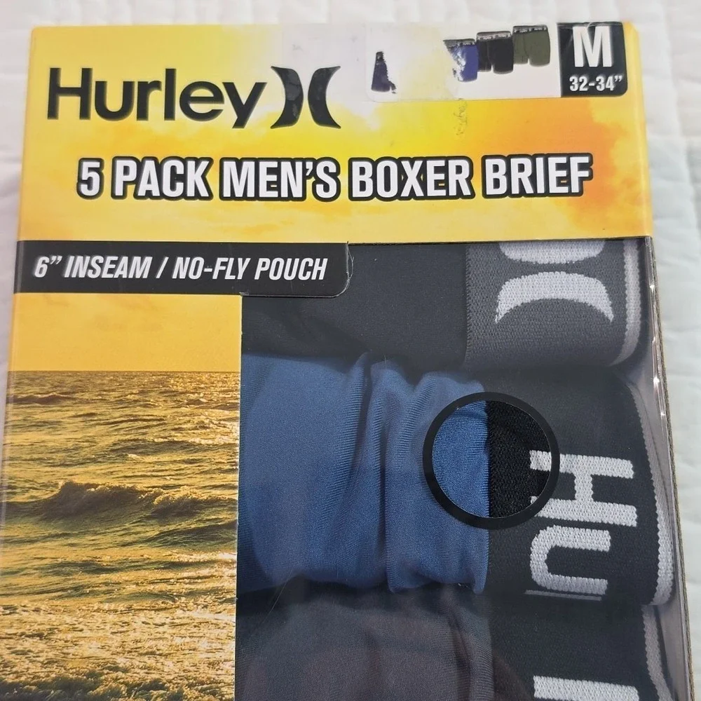 Hurley 5-Pack Men's Boxer Briefs Size M (32-34) 6